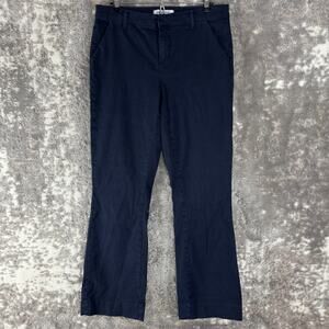 Lila Ryan Size 8 Flat Front Career Chino Pants Navy Button Zip Straight Leg